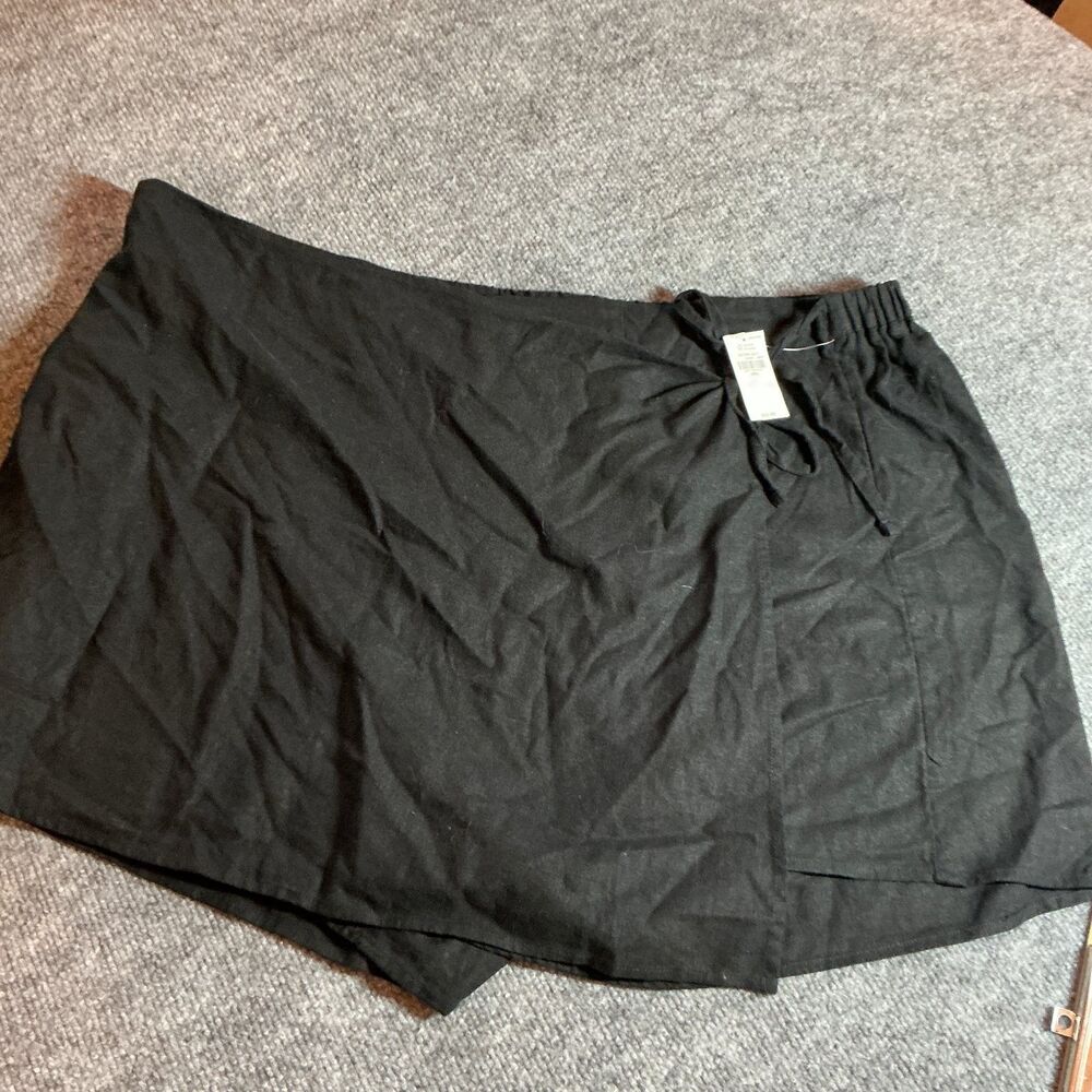 Old Navy Women's Black Linen Blend Skort Wrap Tie Closure